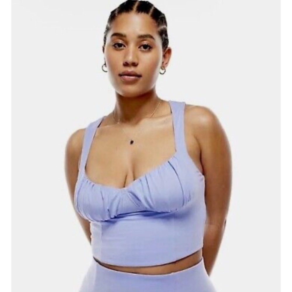 Aritzia Wilfred Corset Crop Tank XS Blue Periwinkle Casual Basic